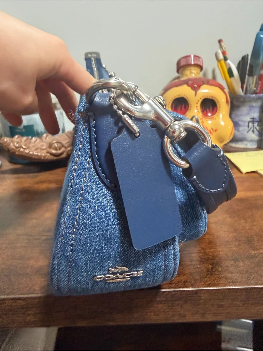 Coach Denim Ashton Buckle Shoulder Bag - Blue